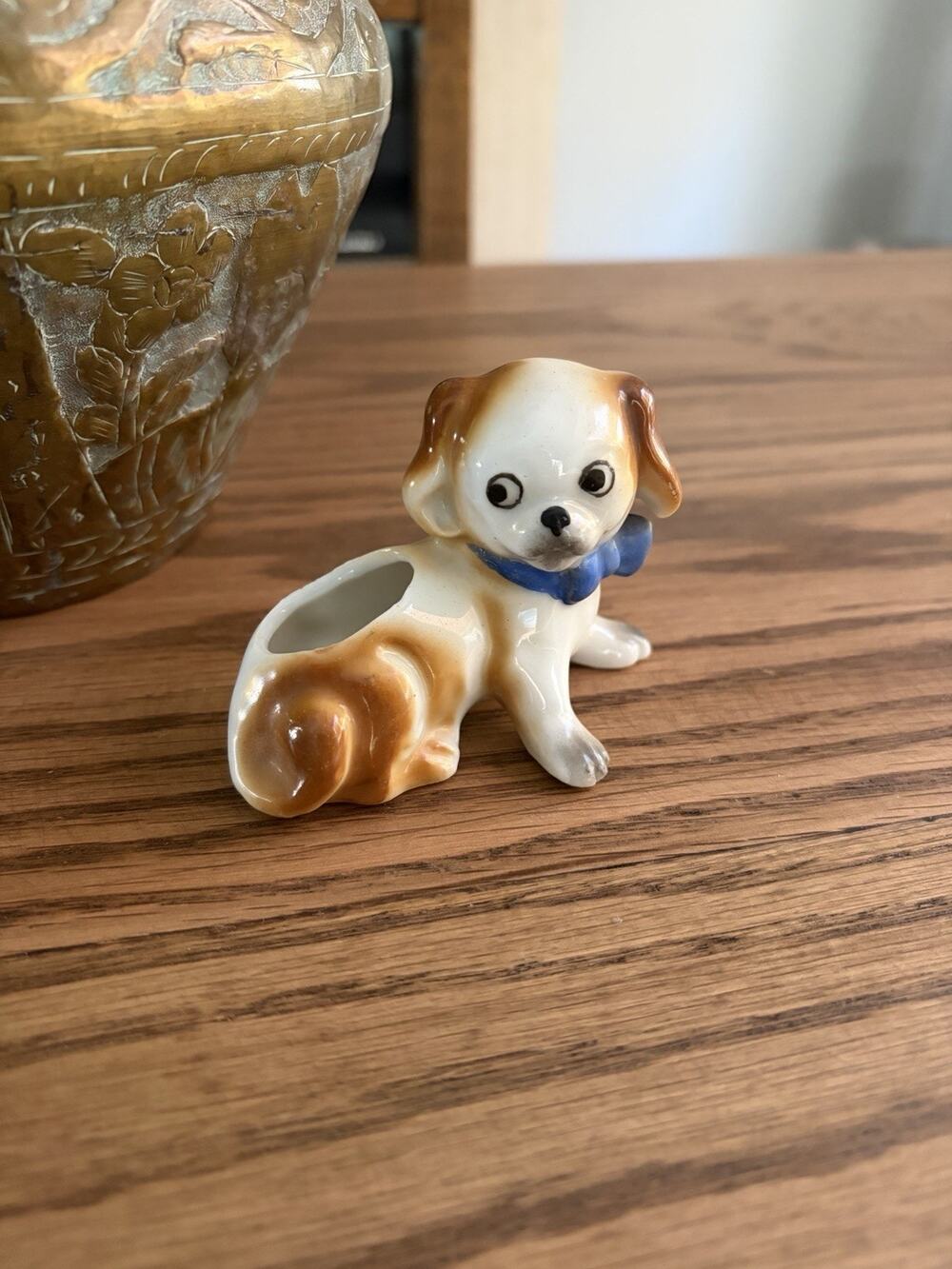 Vintage 1950s Porcelain Dog Toothpick Holder Porcelain Dog Figure